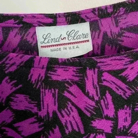 Womens Blouse Purple and Black Size Large 3/4 Sleeve Lind Clare - Picture 3 of 5